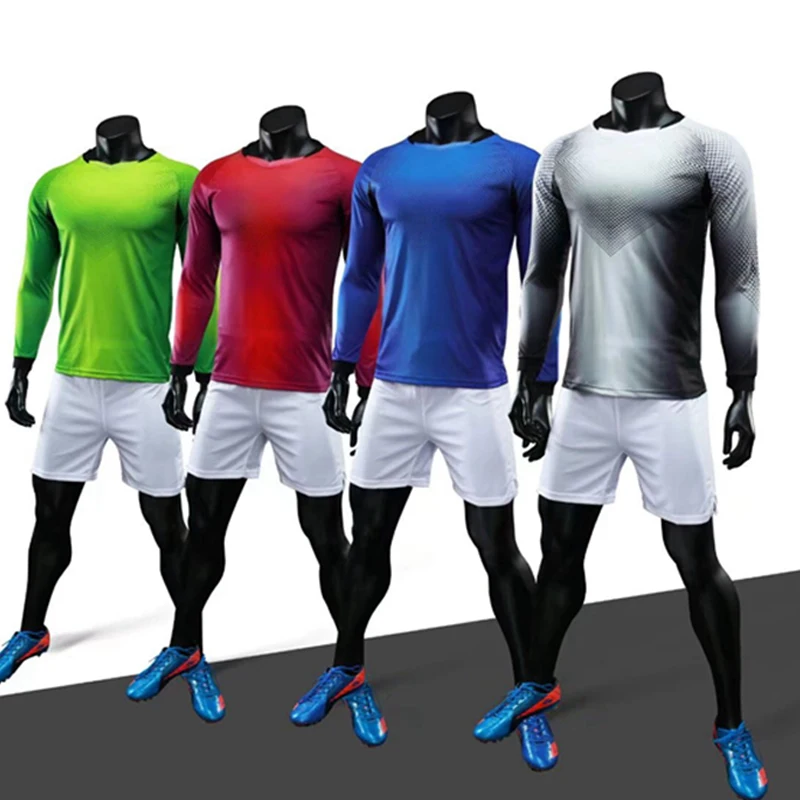 Mens Long Sleeve DIY Blank Soccer Jersey Kits Football Sport Uniforms Suits 