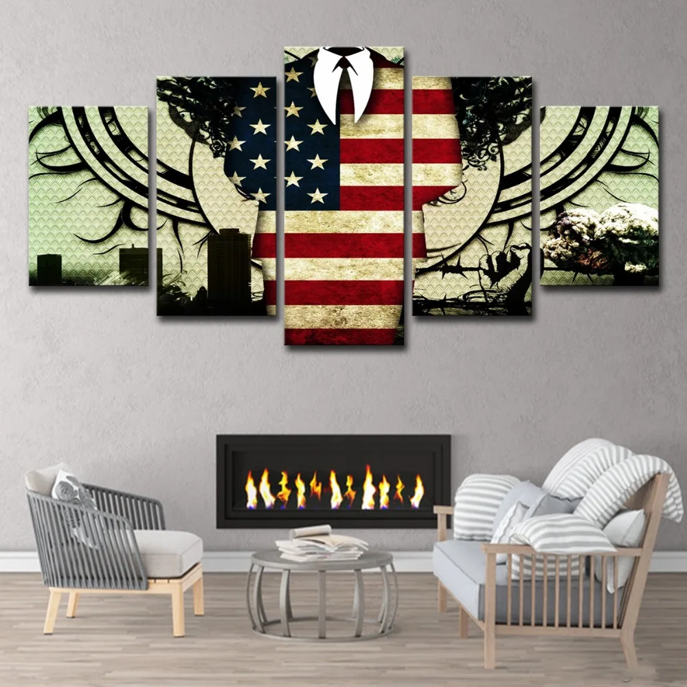 5P2261-HD Printed American Man Painting 5 piece Canvas art Print room decor print poster picture canvas Free shipping (1  (3)