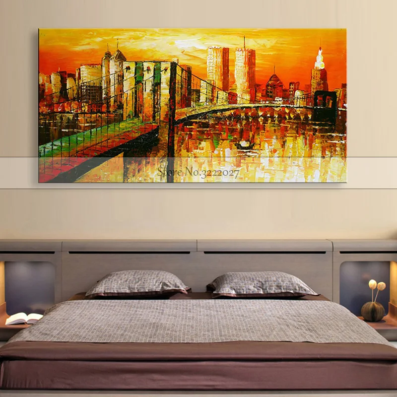 Knife-painting-oil-painting-modern-the-Manhattan-Bridge-Home-decoration-on-canvas-abstract-painting-art-paintings (2)