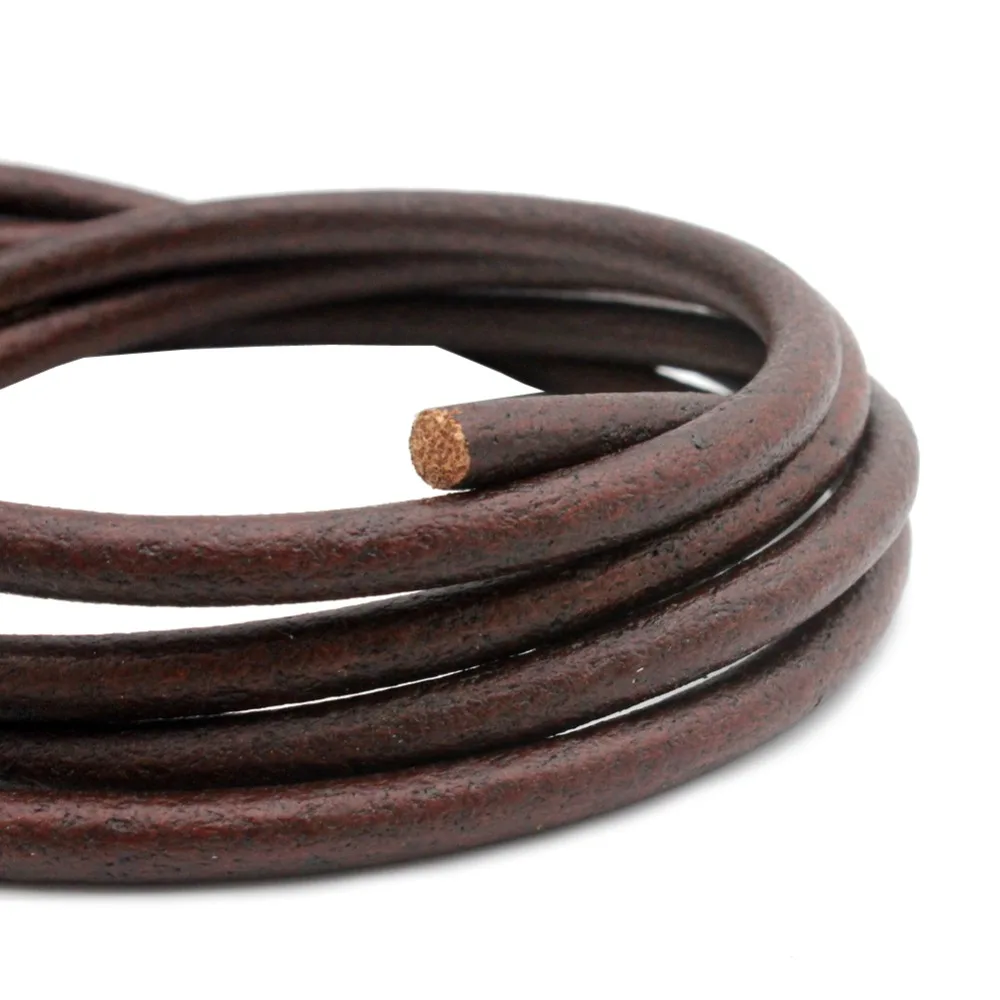 7MM DIAMETER BLACK VEG TAN COWHIDE LEATHER CORD