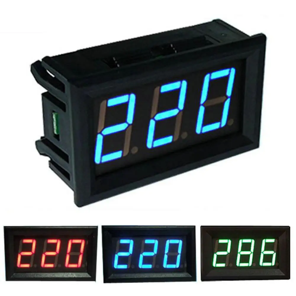 

AC 70-500V 0.56" LED Digital Voltmeter Voltage Meter Volt Instrument Tool 2 Wires Red Green Blue Display 110V 220V DIY 0.56 Inch