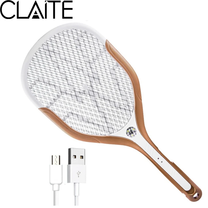 

CLAITE USB Fast Charging Electric Mosquito Fly Pest Killer Zapper Racket with Three LED Lights Home Practical Electronics Lamp