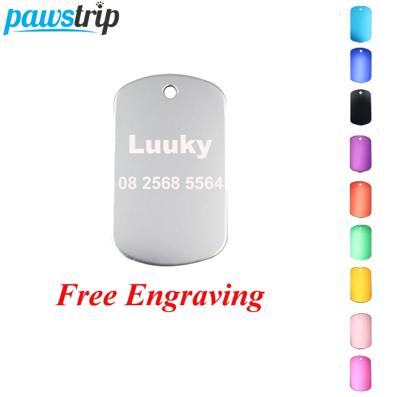

pawstrip 2pcs/lot Engraved Dog Tags Custom Dog Collar Cat Puppy Name Tags Personalized Aluminum Pet Id Tags For Dogs 50*29mm