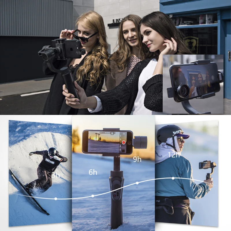 Zhiyun Smooth Q 3-Axis Gimbal Stabilizer with Boya BY-MM1 microphone Kit Vlogging following shoot for iPhone X Gopro Hero SJCAM