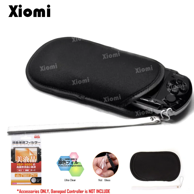 

For Sony PlayStation PSP 1000 2000 3000 Protective Case Storage Bag Pouch with Wrist Lanyard Strap Screen Protector Film Cover