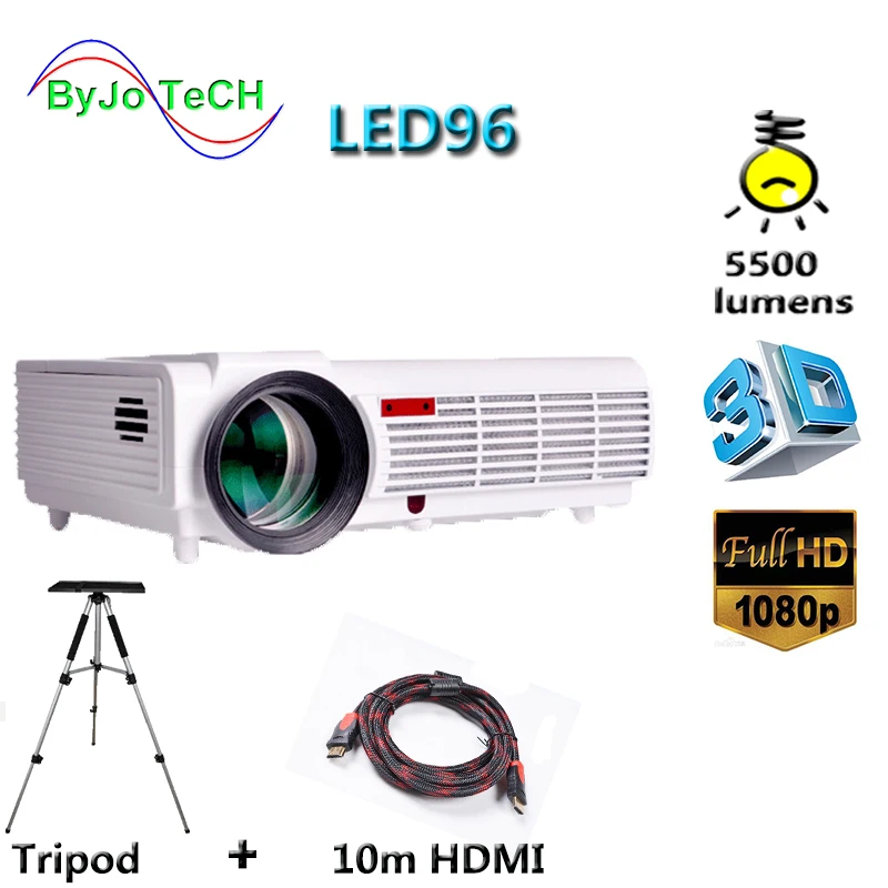 Poner Saund LED96 LED Projector 5500 Lumen Full HD projector 1080P With 10m HDMI Tripod USB VGA AV 3D Proyector LCD Vs bt96 m5 Poner Saund LED96 LED Projector 5500 Lumen Full HD projector 1080P With 10m HDMI Tripod USB VGA AV 3D Proyector LCD Vs bt96 m5