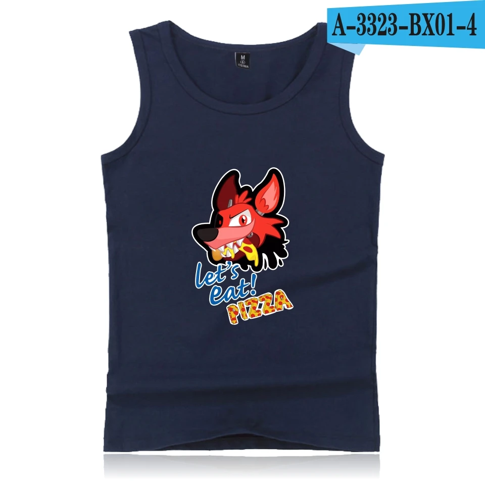 navyblue Kpop Five nights at Freddy's печать мультфильм без рукавов черный Бодибилдинг Танк Повседневный Топ Высококачественный жилет 4XL аниме - Цвет: navyblue