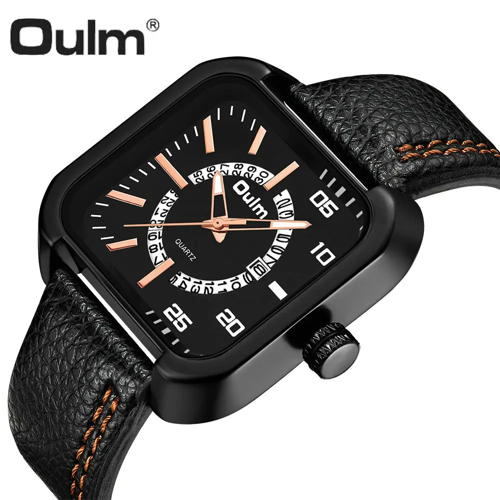 

OULM 2018 Fashion Casual Watch Men Quartz Clock Square Dial Rose Golden Index Top Brand Luxury Waterproof Wrist Watches for Boys