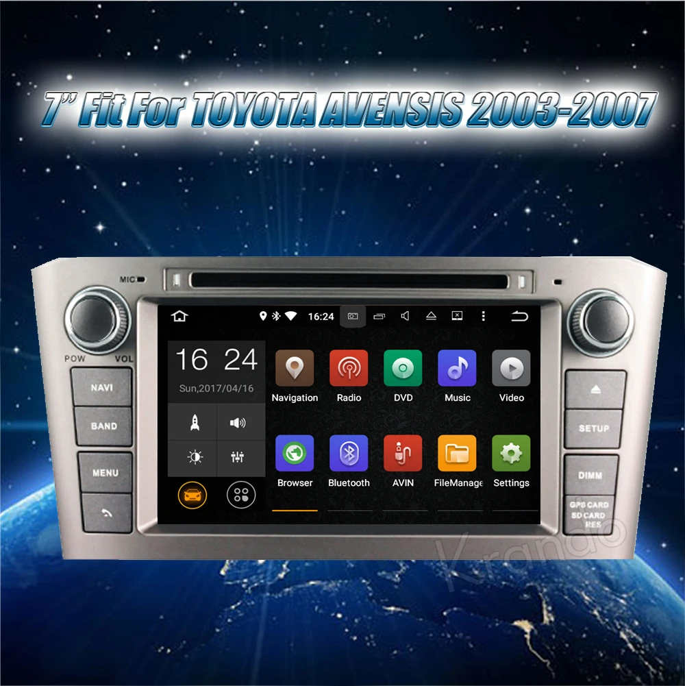 Discount Krando 8" Android 9.0 car radio audio multimedia system for toyota avensis 2003-2007 gps navigation entertainment playstort OBD2 0