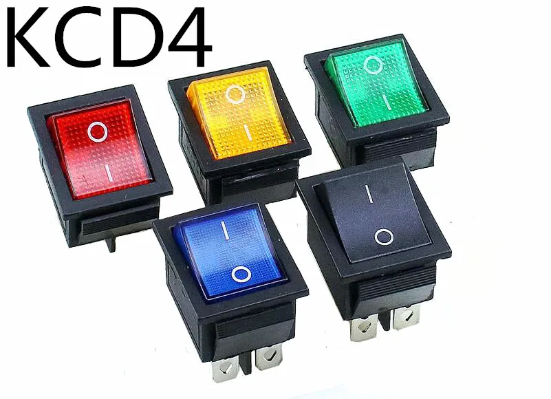 

KCD4 16A 250VAC/20A 125VAC Red Button Light Rocker Switch 4 Pin Rocker Power Switch