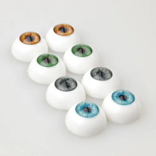 8Pcs 4 Colors Half Round Hollow Acrylic Eyes Eyeballs 16mm Doll Making Repair
