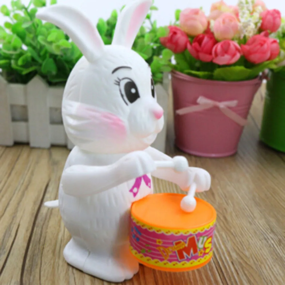 Kid Cartoon Rabbit Drumming Clockwork Toy Baby Wind-Up musical Toy Gif B sf 