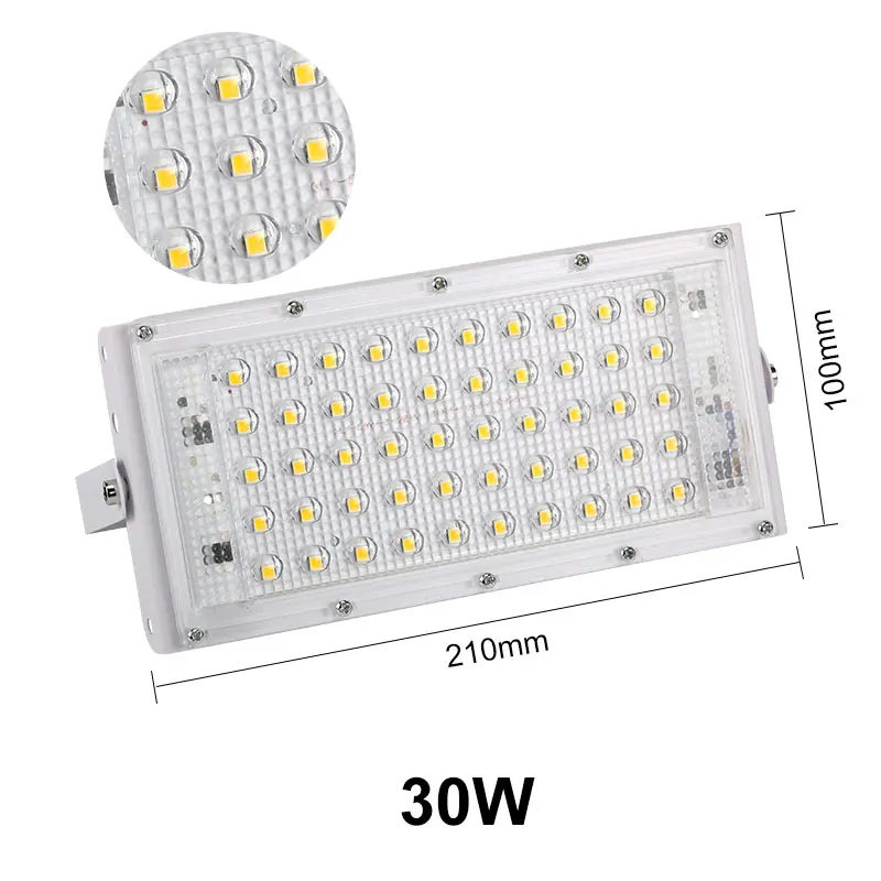 Светодиодный прожектор светильник 50W 220V 240V заливающее светильник IP65 Водонепроницаемый наружной стены отражатель светильник ing Сад Квадратный точечный светильник - Испускаемый цвет: 30W White