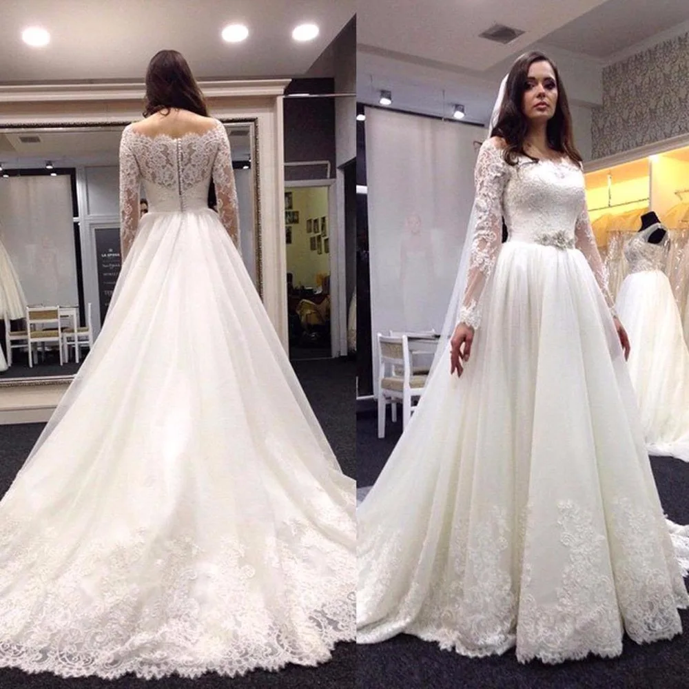 Vestiti Da Sposa Плюс Размер свадебное платье с рукавами белый и Lvory свадебное платье es цветы А-силуэт Vestidos Novias