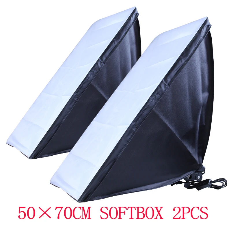 

110-240v Photography 50*70cm Softbox 2pcs E27 Lamp Holder For Studio Continuous Lighting not include Bulbs