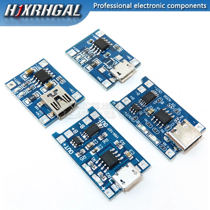 

5PCS Micro USB TYPE-C 5V 1A 18650 TP4056 Lithium Battery Charger Module Charging Board With Protection Dual Functions 1A Li-ion