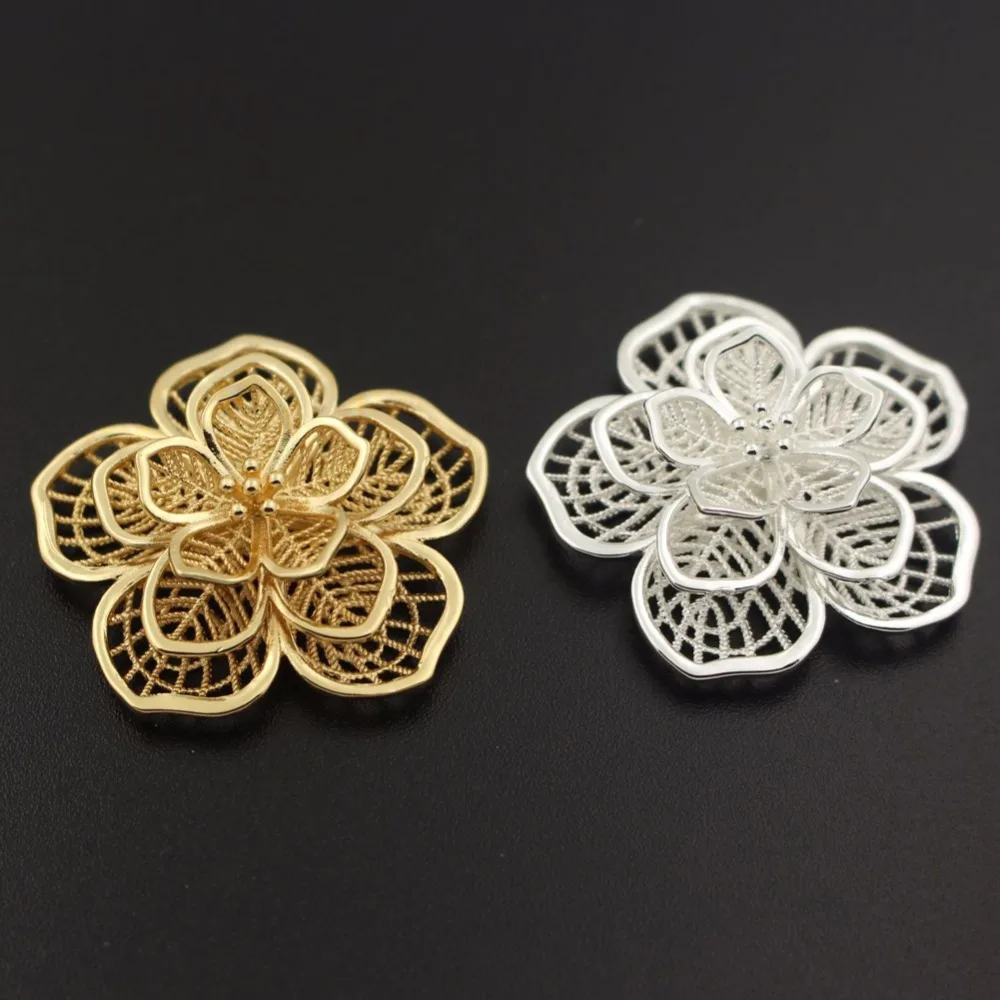 36mm Filigree Flower Charms Brass Metal Findings DIY Jewelry