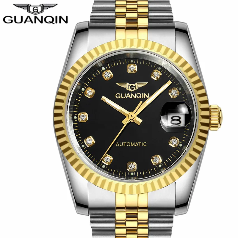 

GUANQIN Men Automatic mechanical watch Diamond GQ70001 Waterproof sapphire watches steel men luxury brand wristwatches