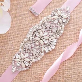 

Handmade Rose Gold Rhinestone Wedding Belt Pearl Bride Belt Crystal Bridal Belt For Dress Accessories A106S