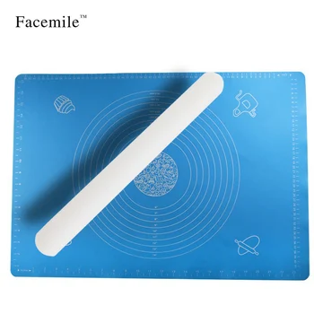 

Pastry Tools Non Stick Silicone Fondant Mat & 50cm Non-stick Glide Rolling Pin Rolling Dough Pad Tool Bakeware Cooking Tools