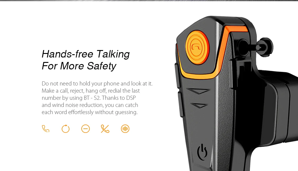 BT-S2 1000m Bluetooth Headset Motorcycle Intercom Auto Answer FM Radio Interphone with 300 Hours Long Standby