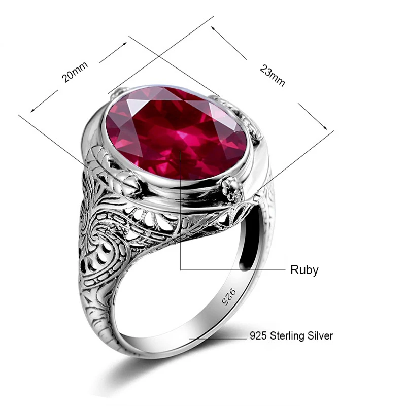 Мужское и женское кольцо из серебра 925 пробы с рубином|ring fashion|ring with rubyring ring |
