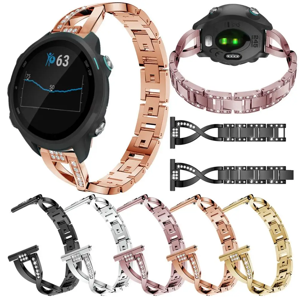 Сменный металлический ремешок для часов с кристаллами Garmin Forerunner 245 блокировочной