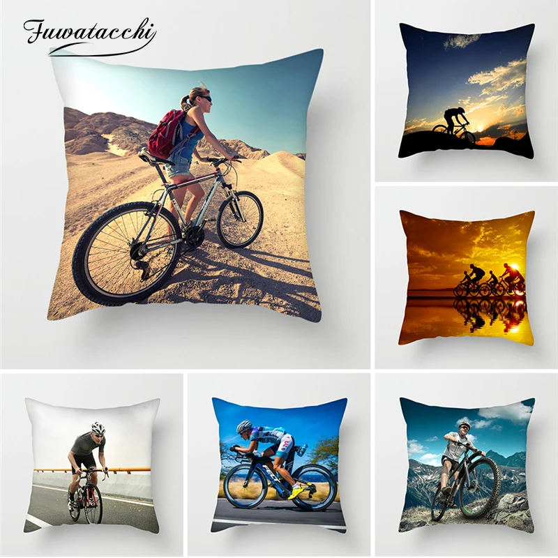 

Fuwatacchi Riding Cushion Cover Bicycle Running Sports Pillow Cover For Home Sofa Decoration Soft Square Pillowcases 45*45 cm