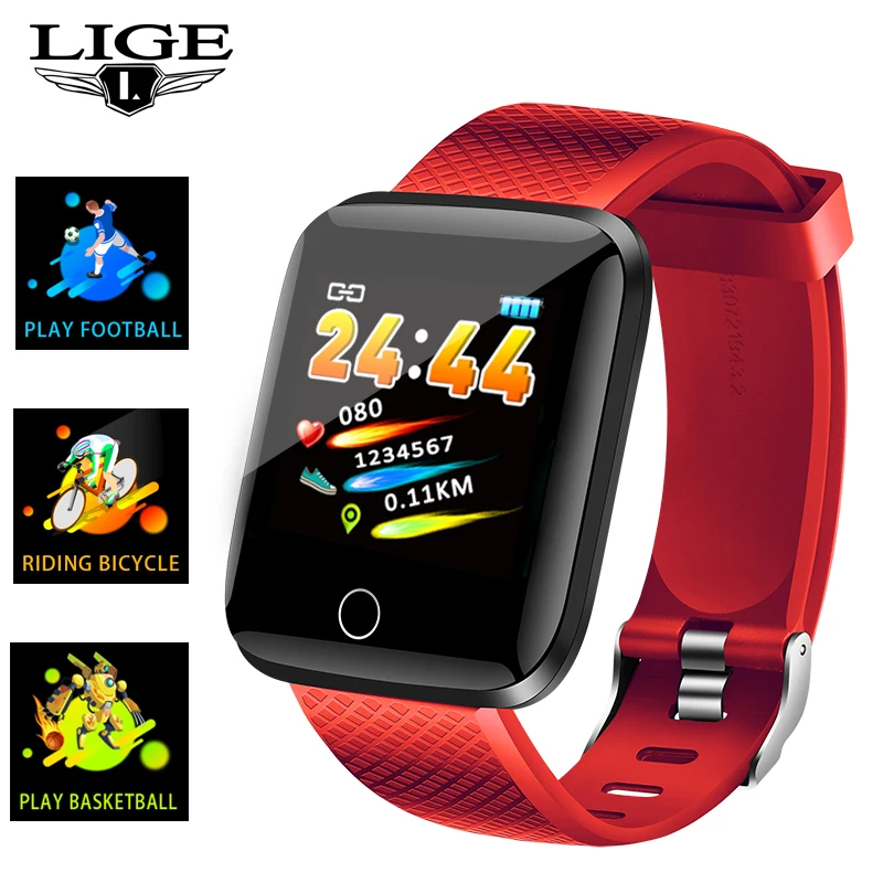 

LIGE Smart Bracelet Pedometer Sport Fitness Tracker Heart Rate Blood Pressure Smart Band For IOS Android Pulseira inteligente