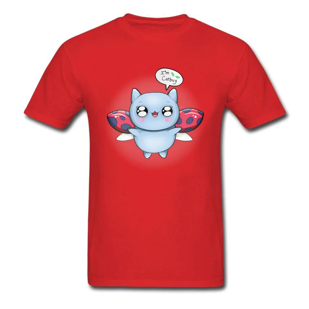 Im Catbug Designer Men T-shirts O-Neck Short Sleeve 100% Cotton Tops & Tees Casual T-Shirt Drop Shipping Im Catbug red