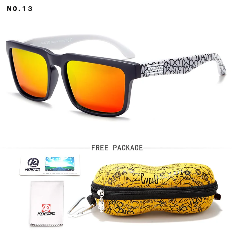 KDEAM ярко-красные поляризованные зеркальные солнцезащитные очки унисекс Размеры жизни спортивные солнцезащитные очки Для мужчин Для женщин свежих оттенков с арахиса чехол - Цвет линз: C13