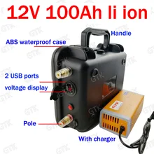 Водонепроницаемый 12 v 100ah литиевая батарея 12 v 100ah литий ионный 100A разряда USB для хранения солнечной энергии гольф-кары с немодулированной синусоидальной+ 10A зарядное устройство