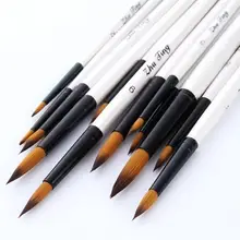 12 шт нейлоновые волосы деревянная ручка Акварельная кисть для рисования, ручка набор