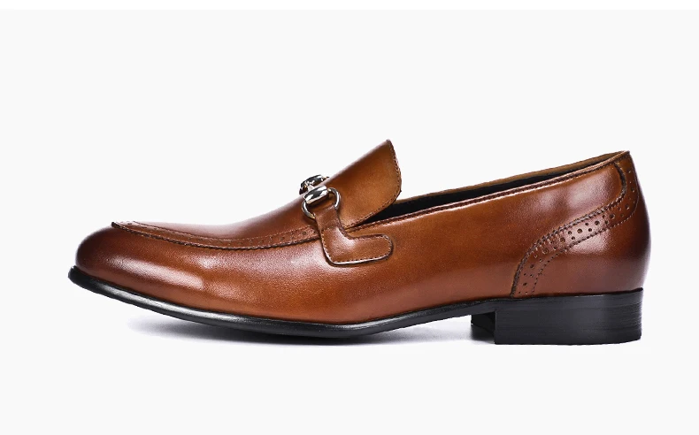 Men's Leather Casual Shoes' Business Black Oxfords Genuine Leather Shoes Men Big Size Wedding Casual Shoes Men Brown Loafers New (9)