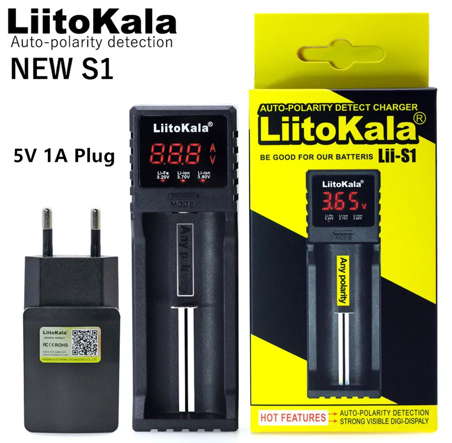 Liitkala Lii-S4 S2 S1 402 202 100 Зарядное устройство 3,7 V 18650 18350 21700 20700B 20700 14500 26650 1,2 V AA, AAA, никель-металл-гидридного Смарт Зарядное устройство+ 5V Plug - Цвет: S1 Charger Set