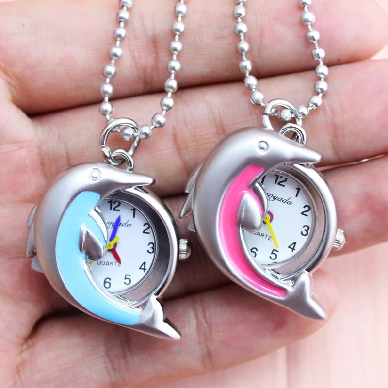 CYD девушка дети флип кварцевые карманные часы модные в форме дельфинов брелок для женщин брелоки цепи supe часы