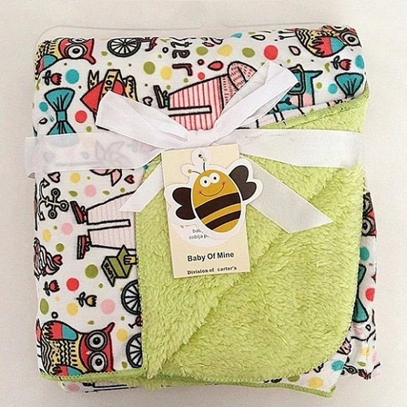Newborn Baby Blanket Thicken Double Layer Coral Fleece Infant Bebe