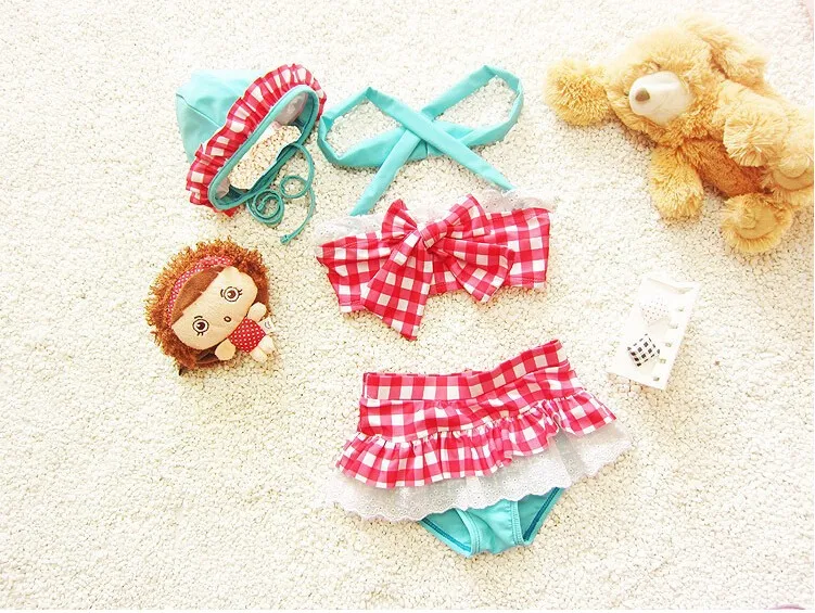 Милые высокое качество спандекс Made плед для маленьких девочек Biquini купание костюм девочка купальники бикини с бантами infantil