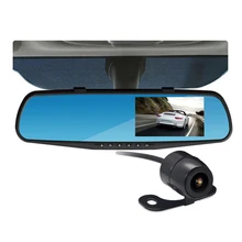 G-sensor Auto Registrator Car Recorder 2 Cameras Time&Date Display Motion Detection DVR Parking Monitor 4.3 inch Mirror