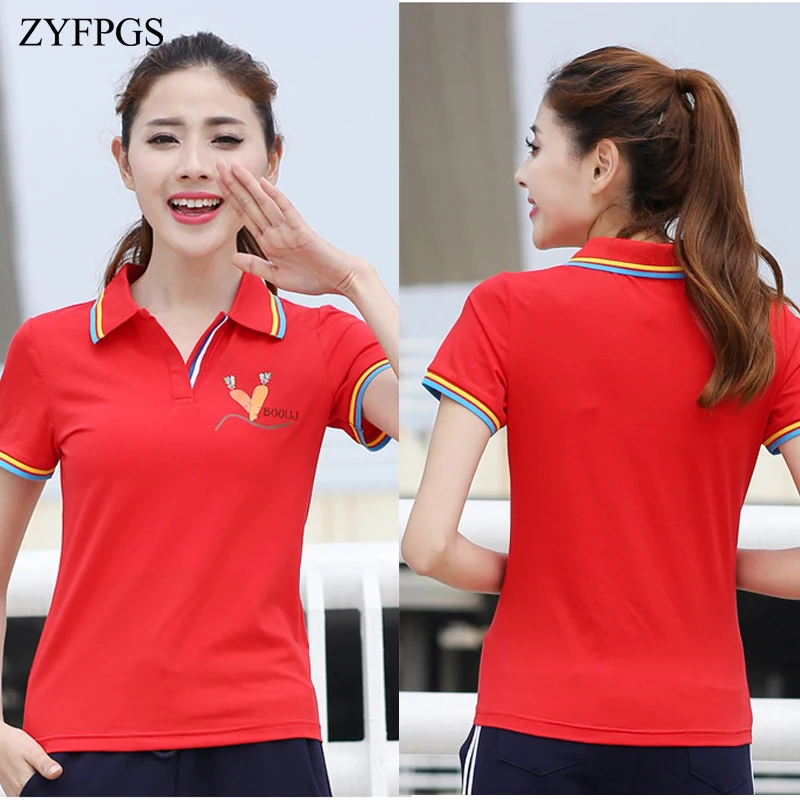 ZYFPGS M-6xl большие размеры женские поло с отворотом Camisa Feminina повседневная одежда