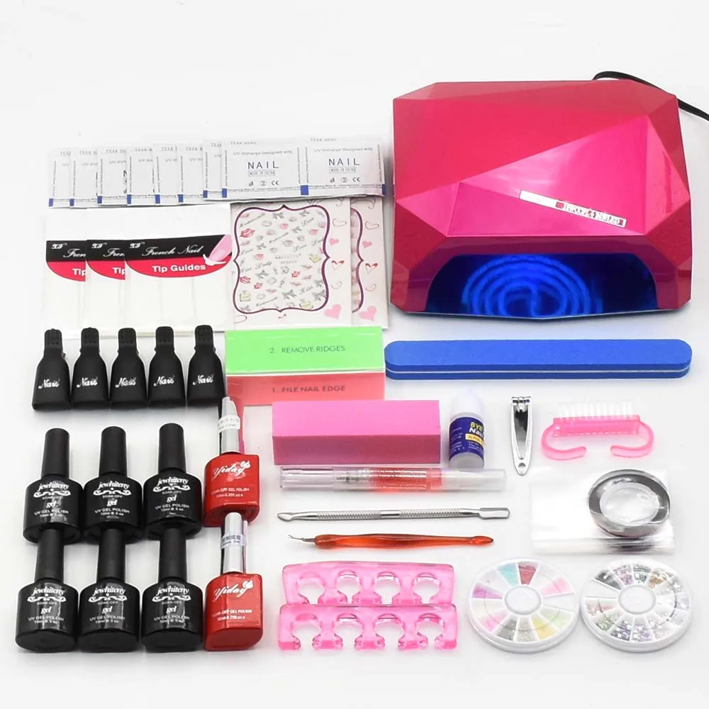 

Nail art set Manicure Toos NAIL Lamp Dryer 6 Color 10ml Soak Off Nail Polish Gel varnishes Base Gel Top Coat lacquer nail kits