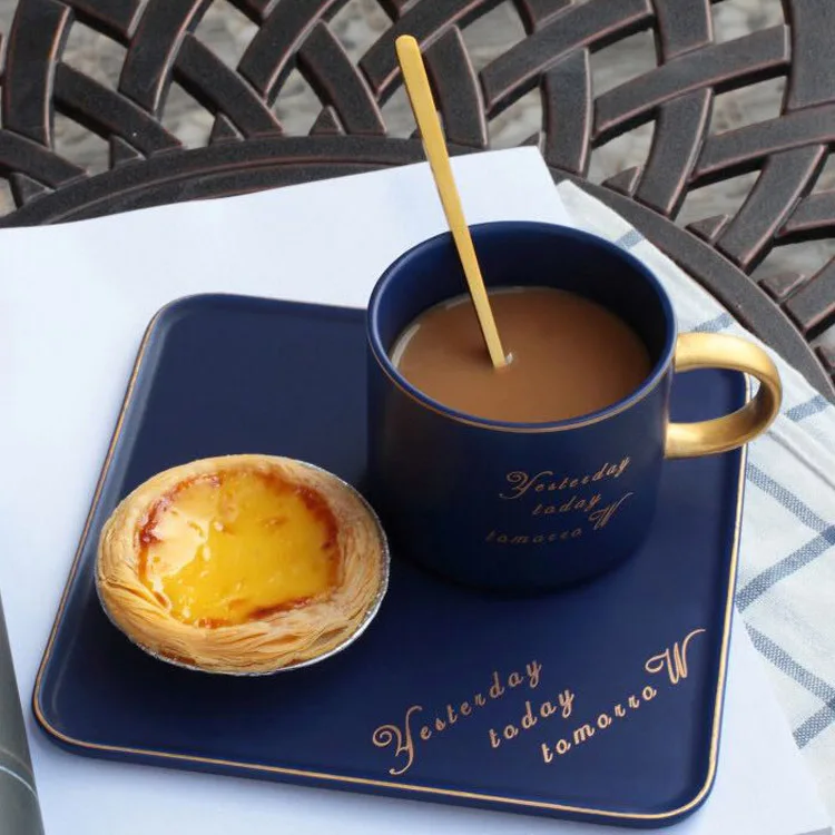 YeFine высококачественная матовая глазурованная керамическая чашка с тарелкой кофейные чашки и блюдо для закусок модная британская молочная чайная чашка из фарфора - Цвет: Синий