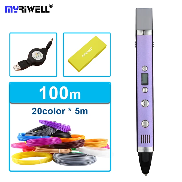 Special Price Free shipping myriwell generation third 3D PEN with usb cable temperature display screen 20 pcs ABS filament DIY drawing toy