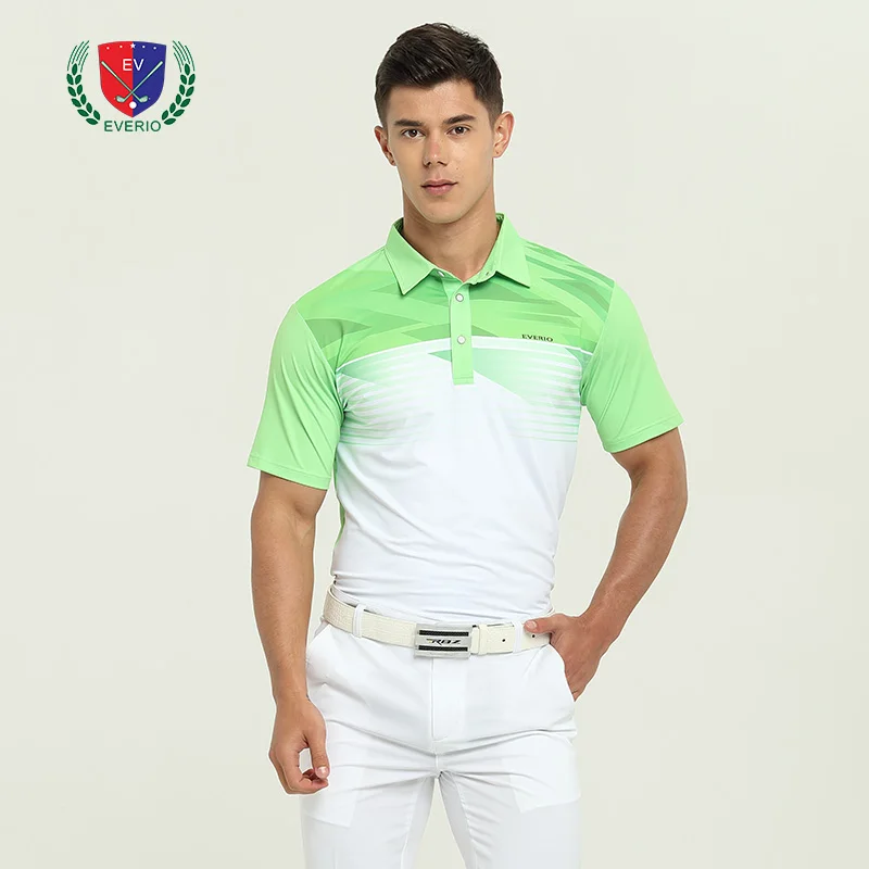 Летняя мужская футболка для гольфа, мужская рубашка Поло для гольфа, быстросохнущие топы, дышащая, впитывающая влагу Спортивная футболка с короткими рукавами - Цвет: green white