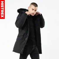 HISTREX New Men Parkas Jackets Fur Hooded Coat Winter Long Jacket Men'S Parka Padded Thick Overcoat Army Wine Red 3XL 4XL HP3DF#