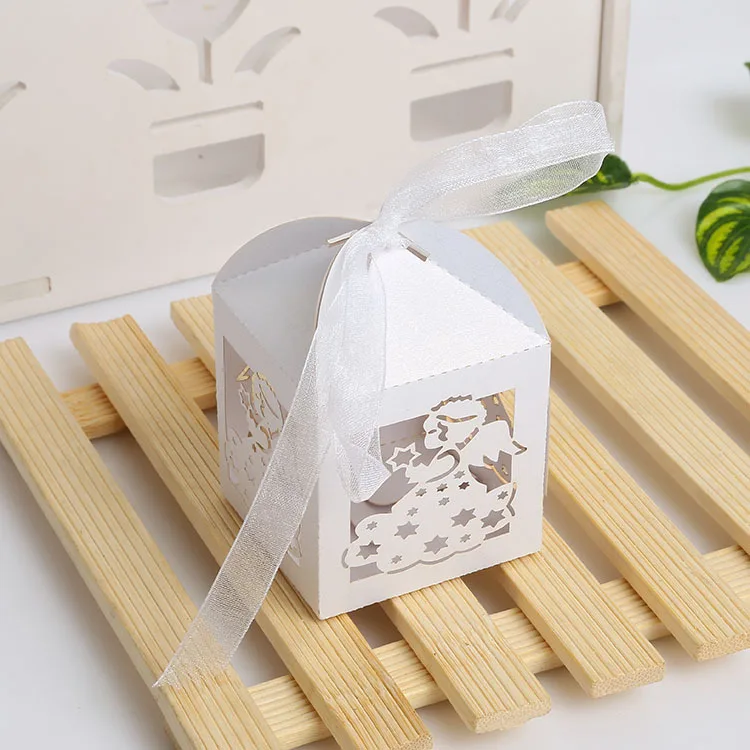 200 x Small White Angel Baptism Communion Shower Laser Cut Favor Boxes