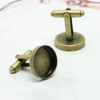 

15mm Antique Bronze Plated Round Bases Deep Wall Bezel Cups Cabochon French Cufflinks Cuff Links Settings Blank Wholesale