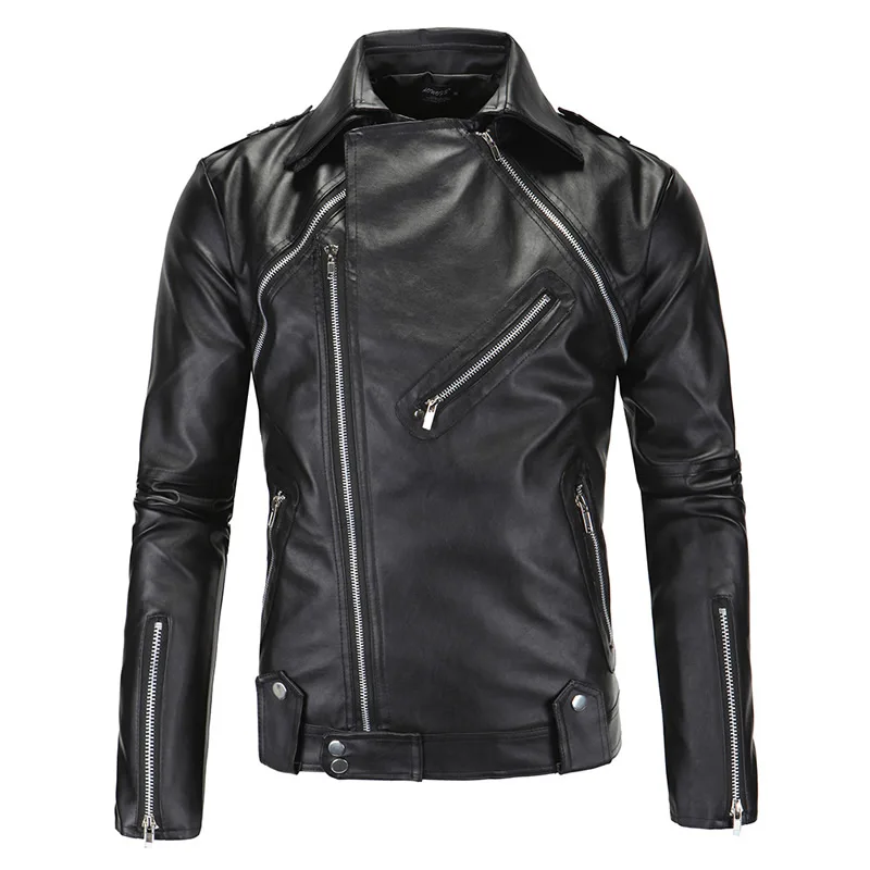 bomber Jacket motorcycle Men 2017 softshell Spring PU Leather Fur coat waterproof Winter china big size Black pure color autumn