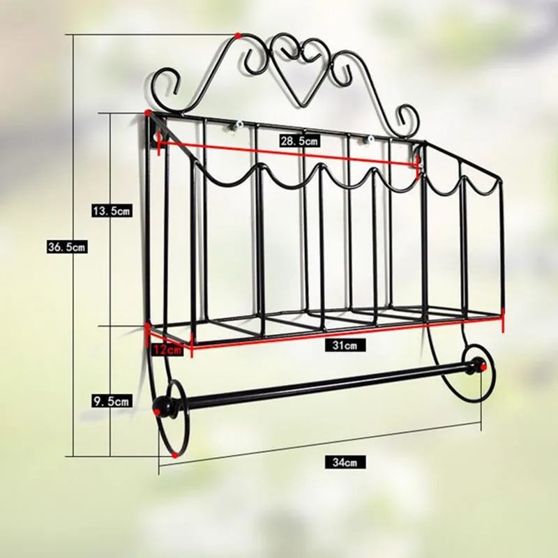 Новая мода 33*12*36,5 см кованого железа мебель бумажный держатель для полотенец журнал полка настенная полка для ванной комнаты