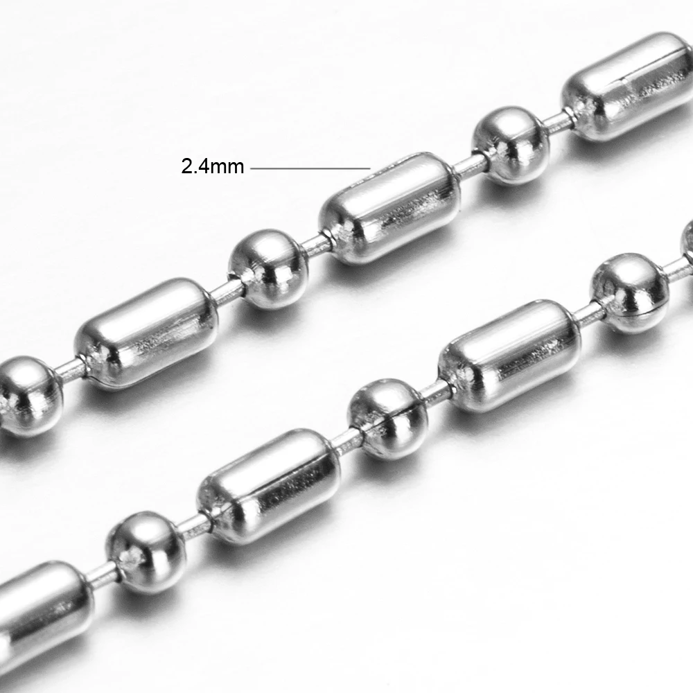 Custom Make 2.4MM Silver Tone Stainless Steel Sausage Link Chain
